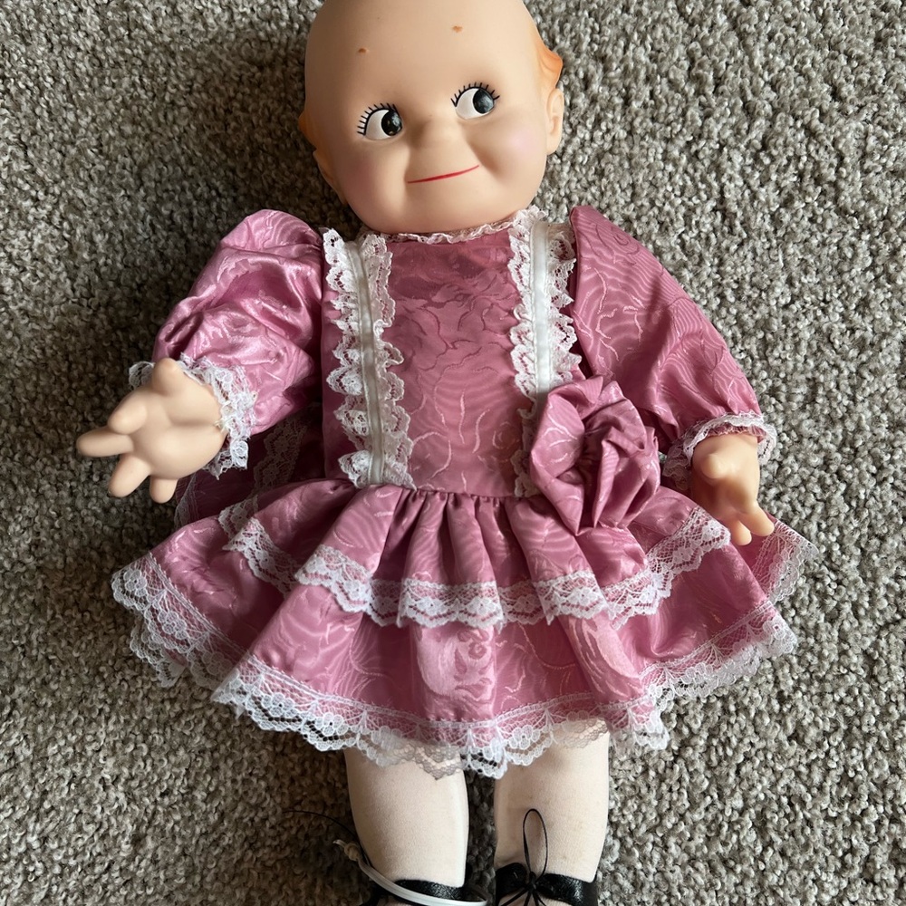 Antique Kewpie Doll with Lace Dress